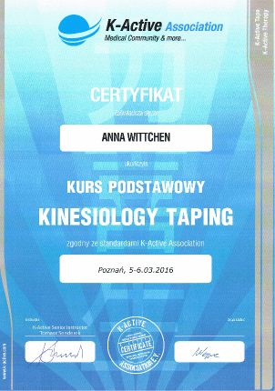 Certyfikat Kinesiology taping