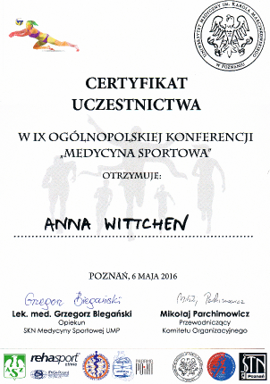 Certyfikat medycyny sportowej